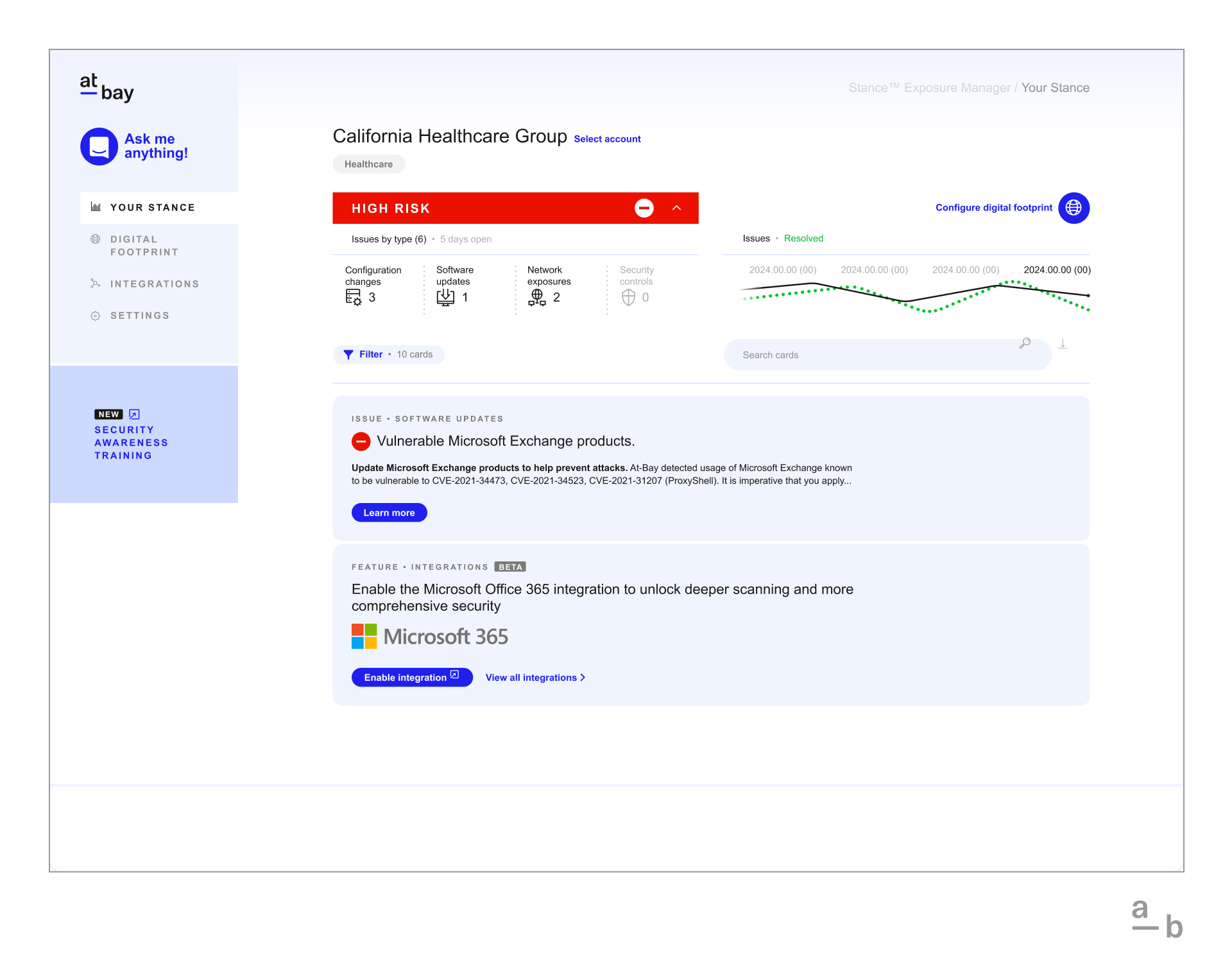 Stance Exposure Manager dashboard