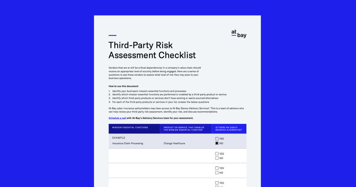 third party risk assessment checklist